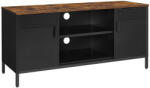 SONGMICS TV szekrény, 2 ajtóval, polcokkal, rusztikus barna és fekete 120x40x55cm (LTS103B01) - pepita