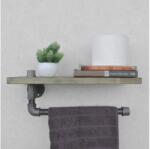 ASIR GROUP Fali polc törölközőtartóval BORURAF 16x40 cm fenyő/fekete AS0718 (AS0718)