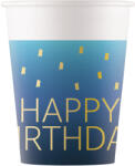 Procos Kék színű szülinapi "Happy Birthday" feliratú papírpohár 8db-os szett 200ml (96621)