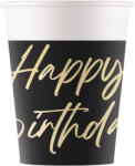 Procos Elegáns szülinapi „Happy Birthday feliratú papírpohár 8db-os szett 200ml (96614)