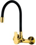 INVENA VERSO fali mosogató csaptelep - flexi kifolyóval, fali, fekete-arany, PVD/Waterplating (82-E49-L)