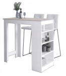 AKORD CLP Bárasztal Sonoma Tölgy Fehér 115cm Tárolópolcokkal (STOBARHOKBIASON)