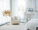 King Home Tiffany Állólámpa Természetes Strucctoll Bézs Arany Pálmafa (KHM-MSE1501100418) - platinashop