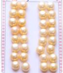  Perle de Cultura Galben Rondele Margele Pentru Cercei 11-12 x 11-12 x 7 mm - AAA - Jumatate Forat - 1 Pereche