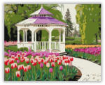  Virágzó Tulipánkert Fapavilonnal - számfestő készlet