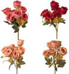 Valex Decor Rózsa selyemvirág csokor, 7 ágú, 31cm magas - 36db-os mix (LD011)