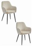  Scaun Bucatarie Si Dining LUGO Catifea Bej / Picioare Negre x 2