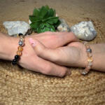  Citrin-Jáspis-Obszidián-Napkő ásvány SzerelemHíd páros karkötő 8mm