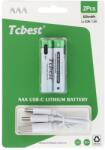 Tcbest tölthető elem R3 (AAA) 220 mAh Type C csatlakozóval + USB A-tól 2 x Type C-ig kábel 2 db