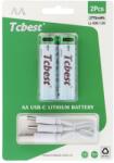 Tcbest tölthető 750 mAh R6 (AA) ceruza akkumulátor Type C csatlakozóval + USB A - 2 x Type C kábel 2 db
