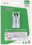 Tcbest tölthető elem R3 (AAA) 180 mAh aljzattal Type C + kábel USB A - 2 x Type C 2 db