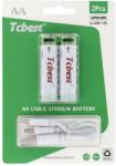 Tcbest tölthető elem R6 (AA) 1100 mAh Type C csatlakozóval + USB A - 2 x Type C kábel 2 db