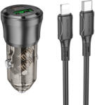 BOROFONE Autós töltő BZ25 Journey - USB + Type C - PD 38W 3A Type C-ről Lightning-re kábellel fekete