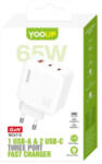 YOOUP 1xUSB-A + 2xUSB-C 65W hálózati töltő (NC67-G)