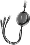 Baseus Golden Loop 3az1-ben USB-A - Lightning/MicroUSB/Type-C csévélhető adatkábel fekete (CAMLT-JH01)
