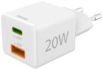 Hama hálózati töltő mini 20W PD/QC 1x USB-C, 1x USB-A fehér (201991)