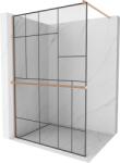Mexen Kioto+, Walk-In zuhanyparaván polccal és akasztóval 70 x 200 cm, 8 mm átlátszó üveg fekete mintás, réz matt profil, 800-070-121-65-78 (800-070-121-65-78)