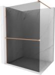 Mexen Kioto+, Walk-In zuhanyparaván polccal és akasztóval 130 x 200 cm, 8mm szürke üveg, réz matt profil, 800-130-121-65-40 (800-130-121-65-40)