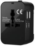 MG Travel Adapter utazó töltő EU / US / AUS / UK 2x USB 24W, fekete