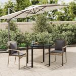 vidaXL Set mobilier de grădină cu perne, 3 piese, negru/gri, poliratan (3185113) - comfy