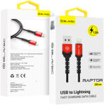 Blavec Raptor fonott Lightning USB 1, 5A kábel - 2 méter (CRA-UL15BR20) fekete-piros