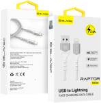 Blavec Raptor fonott kábel - USB to Lightning - 2, 4A 1 méter (CRA-UL24WS10) fehér-ezüst,