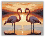  Szív Alakot Formáló Flamingók Naplementében - számfestő készlet