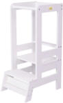 MeowBaby Inaltator Learning Tower ajustabil ajutor de bucatarie MeowBaby lemn alb (KH01002WIE) Scaun de masa bebelusi, inaltator