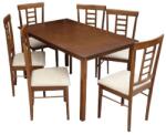  Set dining 1+6, material textil bej/lemn finisaj nuc, oleg new (0000203058)
