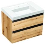 Kolpa San Set mobilier suspendat cu lavoar Kolpasan, Harmony 70, cu 2 sertare, bronze oak (585470)