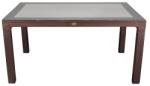 Iris GF-220BR ECO barna műanyag kerti asztal rattan üveglappal 90x150cm (GF-220BR)
