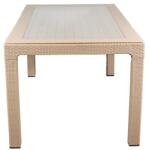 Iris GF-810C ORIGINAL CAPPUCCINO műanyag kerti asztal rattan üveglappal 90x150cm (GF-810C)
