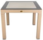 Iris GF-820C ORIGINAL CAPPUCCINO műanyag kerti asztal rattan üveglappal 90x90cm (GF-820C)