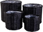House Nordic Bogor kosarak, kubu rattan, fekete 4 db (4401121) - homelux