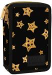 DERFORM BackUp kétrekeszes, emeletes tolltartó, felszereléssel, gold glitter stars