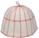 Sauna Special Kockás szaunasapka gyapjú, világos szürke, piros varrással