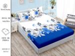 Sonia Home Husa de pat cu 2 fete de perna, cu elastic, alb-albastru, imprimeu floral (C1473-1197-8172-2676-2684-8231) Lenjerie de pat