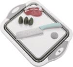 köken Tocator Multifunctional 3in1 Koken, Cos depozitare Fructe si Legume, Vas Pliabil pentru spalare, Capacitate 5L, Zona de Scurgere, Picioare Anti-Aderente, Gri/Alb Tocator