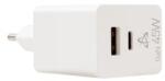 SBOX HC-45 USB-A, USB Type-C hálózati töltő 45W fehér