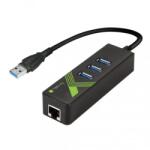 TECHLY Idata USB-Etgiga-3U2 Dokkoló Állomás és Port Replikátor USB 3.2 Gen 1 3.1 Gen 1 Type-A Fekete