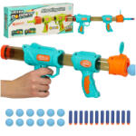 Ikonka Pistol cu cartușe 2 în 1 albastru