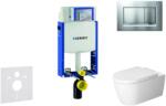 Geberit Kombifix - Fali WC modul nyomógombbal Sigma30, matt króm/króm + Duravit ME by Starck - WC és ülőke, perem nélküli, SoftClose 110.302. 00.5 NM7 (110.302.00.5 NM7)