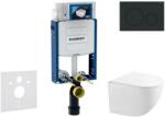 Geberit Kombifix - Előfali szerelő készlet, Gaia kompakt WC és softclose ülőke, Sigma20 vezérlőgomb, matt fekete/fekete SANI15CA5122 (SANI15CA5122)