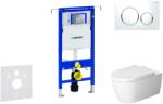 Geberit Duofix - Fali WC modul nyomógombbal Sigma20, fehér/fényes króm + Duravit ME by Starck - WC és ülőkéje, perem nélküli, SoftClose 111.355. 00.5 NM4 (111.355.00.5 NM4)