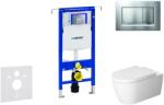 Geberit Duofix - Fali WC modul nyomógombbal Sigma30, matt króm/króm + Duravit ME by Starck - WC és ülőke, perem nélküli, SoftClose 111.355. 00.5 NM7 (111.355.00.5 NM7)