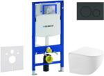 Geberit Duofix - Előfali szerelő készlet, Gaia kompakt WC és softclose ülőke, Sigma20 vezérlőgomb, fényes fekete/matt fekete SANI11CA5121 (SANI11CA5121)