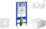 Geberit Duofix - Fali WC modul nyomógombbal Sigma20, fehér/fényes króm + Duravit ME by Starck - WC és ülőkéje, perem nélküli, SoftClose 111.300. 00.5 NM4 (111.300.00.5 NM4)