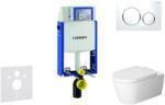Geberit Kombifix - Fali WC modul nyomógombbal Sigma20, fehér/fényes króm + Duravit ME by Starck - WC és ülőkéje, perem nélküli, SoftClose 110.302. 00.5 NM4 (110.302.00.5 NM4)