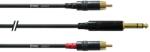 Cordial - CFY 1, 5 VCC REAN Jack 6, 3 mm stereó arany / 2 x RCA arany 1, 5 m - dj-sound-light