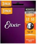 ELIXIR - 80/20 Bronze NanoWeb 12-53 (16539) Light akusztikus húrkészlet 3 db